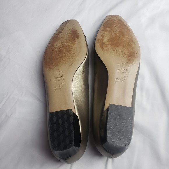 Thomas Wallace Ballet flat style leather shoes beige black cap toe. - Picture 5 of 9